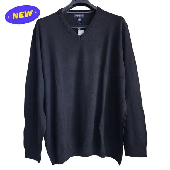 3xb Sweater Black Jos A Bank V Neck Merino Wool New Nwt Mens Tailored 3xl Size - Picture 1 of 16
